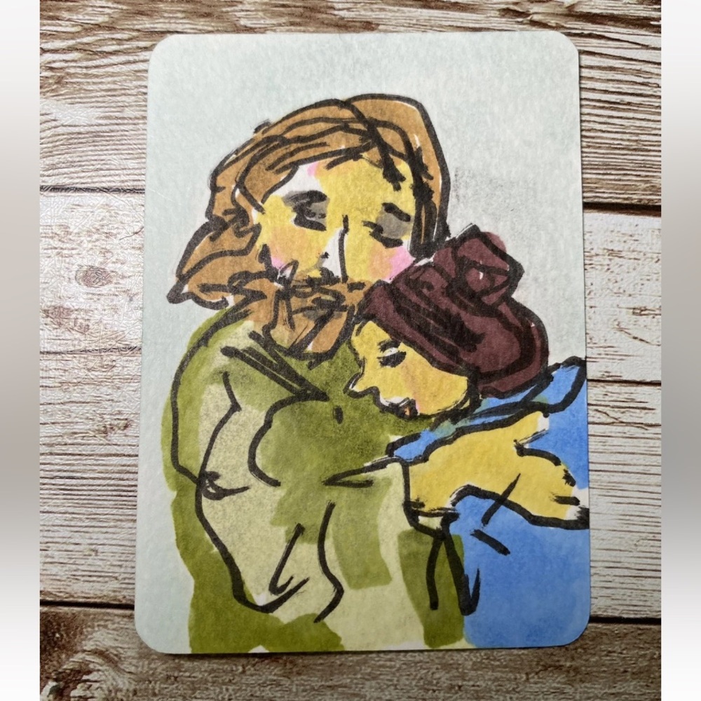 ACEO Original Art Card 2.5 x 3.5" Artist Trading Card ATC, HIS LOVE, HIS GRACE